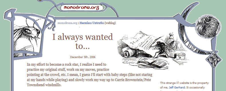 Screenshot of monodrone.org from around 2006